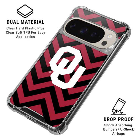 University of Oklahoma Sooners Chevron Pixel 9/9 Pro Clear Case